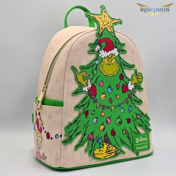 Loungefly Dr. Seuss How The Grinch Stole Christmas GITD Tree Mini Backpack Bag - Picture 2 of 11